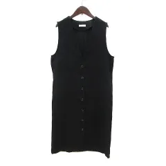 ドレスキップ DRESKIP ベスト ジレ ロング ヘリンボーン柄 総柄 M 黒 ブラック /MS