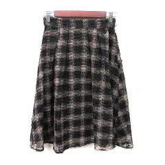 プロポーション ボディドレッシング PROPORTION BODY DRESSING フレアスカート ミモレ ロング 総柄 2 M 黒 ブラック ベージュ /YI