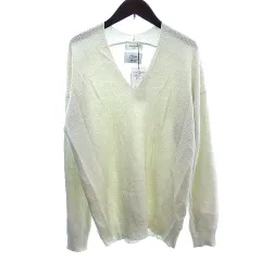 オペークドットクリップ OPAQUE.CLIP ニット カットソー Vネック ラメ 長袖 L アイボリー 白 ホワイト /AU