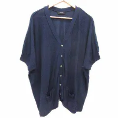 ズッカ zucca カーディガン ニット Vネック ドルマンスリーブ 五分袖 M 紺 ネイビー /YK