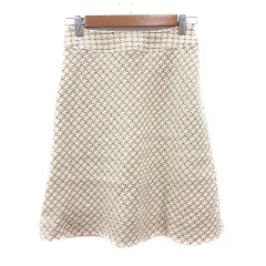 ロペ ROPE フレアスカート ひざ丈 総柄 ウール 63 S ベージュ /MN