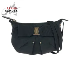 美品 Salvatore Ferragamo サルヴァトーレフェラガモ ヴァラリボン ブラック 黒  ナイロン ショルダーバッグ ポシェット 601005【中古】