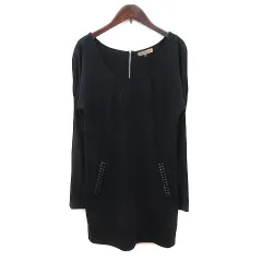 プロポーション ボディドレッシング PROPORTION BODY DRESSING ワンピース ひざ丈 スタッズ 長袖 3 黒 ブラック /MS