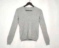 【224737】UNIQLO ユニクロ  カシミヤVネックセーター　ニット　長袖　カシミヤ100％　プルオーバー　ストレッチ　S  ・ グレー