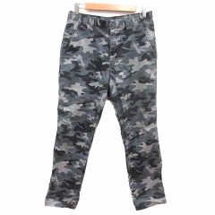ジーユー GU テーパードパンツ 迷彩柄 カモフラ S グレー 黒 ブラック /YK ●RY