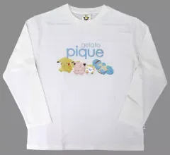 【中古】Tシャツ A.ピカチュウ＆プリン＆トゲピー＆ゼニガメ SleepワンポイントロンT ホワイト ユニセックスM-Lサイズ 「ポケットモンスター Pokemon Sleep meets GELATO PIQUE」