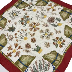 HERMES(エルメス) スカーフ カレ90 アイボリー×レッド×マルチ Herbier de Gavarnie