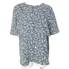 ロペピクニック ROPE Picnic 美品 ラッフルフリルハーフスリーブブラウス GDH11500 ノーカラー 半袖 花柄 38 M相当 黒 白 /X