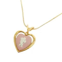 ウェッジウッド WEDGWOOD ジャスパー カメオ ハート ペンダント ネックレス ゴールド ピンク