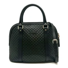 GUCCI グッチ　マイクロ グッチシマ レザー ２WAY ハンドバッグ ブラック 449663 ショルダーバッグ