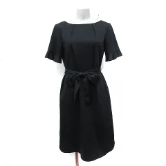 ナチュラルビューティー NATURAL BEAUTY ワンピース ひざ丈 半袖 38 M 黒 ブラック /YI