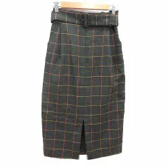 ルクールブラン le.coeur blanc タイトスカート ロング チェック 38 M 深緑 ダークグリーン /YK
