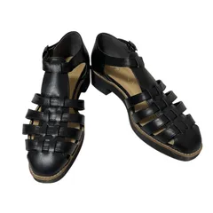  DIANA ダイアナ グルカサンダル オープントゥ ブラック サイズ22.5cm【ZK99】