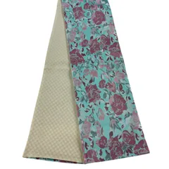 【美品】半幅帯 優品 薔薇 水色 化繊 【中古】