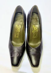 【226488】Salvatore Ferragamo サルヴァトーレフェラガモ  パンプス　ヒール　レザー　シューズ　イタリア製　6 1/2  ・ ブラウン系