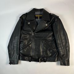 34 Schott × FAT 袖レザー ライダース スタジャン バーシティ 黒