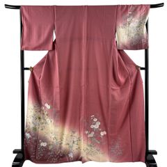 ☆4630☆ 訪問着 袷 辻が花 絞り染め 暗い赤紫色 少し訳あり - メルカリ