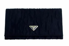 【219957】PRADA プラダ  キルティング ナイロン 長財布 薄型 ロングウォレット ゴールド金具 ブラック