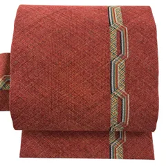 【美品】 名古屋帯 秀品 幾何学模様 金糸 朱色 正絹 【中古】