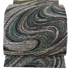 【美品】 袋帯 秀品 流水 箔 黒 六通 正絹 【中古】