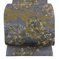 【美品】 袋帯 秀品 向かい鳥 華文 金銀糸 箔 紫 六通 正絹 【中古】