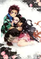 [중고] 포스터 A3 미니 클리어 포스터 탄지로 & 禰豆子(키 비주얼/A) [귀멸의 칼날]