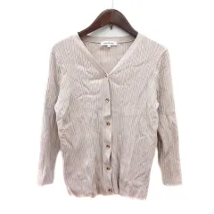ナチュラルビューティーベーシック NATURAL BEAUTY BASIC カーディガン ニット リブ M ライトベージュ /MN