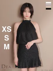 ブラック[DE3392] 【DEA. by ROBE de FLEURS/ディアバイローブドフルール】ドット/ シフォン/ ビジュー/ ハイネック/ アメスリ/ マーメイド/ フレア/ セット/ キャバドレス/ AngelR/ エンジェルアール/ andy