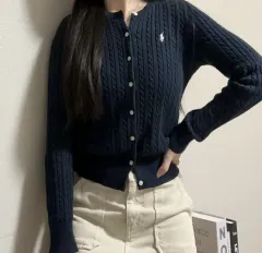 新品) ポロラルフローレン ガールズ ケーブル カーディガン ネイビー XL