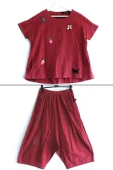 【184652】WACOAL ワコール  ×ATSUKO MATANO  ルームウェア トップス/パンツ　上下セット  ・L HTS-271 ワインレッド