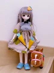 【難あり】1/4サイズドール服　お馬さん仲良しワンピース（芦毛ver）のサムネイル