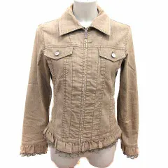 レストローズ L'EST ROSE デニムジャケット ジージャン Gジャン ジップアップ 麻混 リネン混 M ベージュ /YK