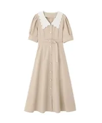 新品 [ジル バイ ジルスチュアート] スカラップカラーワンピース【ベージュ/S】