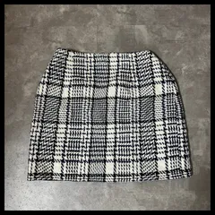H&M チェック柄 ミニスカート M ツイード ブラック ホワイト