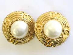 【229538】CHANEL シャネル  ビンテージ　イヤリング　フェイクパール　ラウンド ゴールド