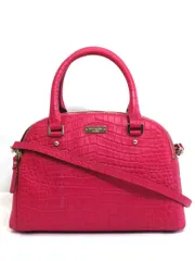 【228092】kate spade ケイトスペードニューヨーク  クロコ型押し　ハンドバッグ/ショルダー　2WAYバッグ ビビットピンク
