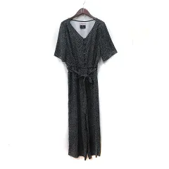 ビームスライツ BEAMS Lights パンツ サロペット オールインワン 総柄 半袖 36 S 黒 ブラック /YI