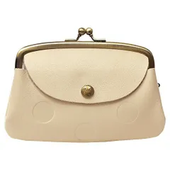 新品 [カンミ] キャンディ ルーフ親子がま口 WL17-72 ガマグチ 水玉 ドット 財布 レディース 本革 日本製 (バニラ)