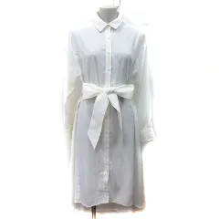 ロイヤルパーティー ROYAL PARTY シャツワンピース ロング シアー 長袖 ウエストマーク F 白 ホワイト /YI