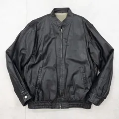 レザージャケット　ムートン　ブルゾン　シングルライダース　牛革　オーバーサイズ　ヴィンテージ　ブラック　日本製　メンズ　大きいサイズ　LL　b00657