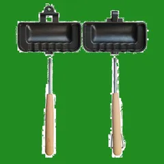 ホットサンドメーカー 直火式 取っ手が取れる 1枚食べパン専用 一人用 上下分離型 AKINOYAMA 軽量化 フッ素樹脂加工 木製ハンドル お手入れ簡単 丸洗い 焦げ付きにくい キャンプ アウトドア 分解 取り外し コンパクト(ブラック)