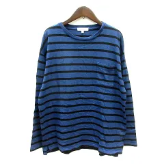 B&Y ユナイテッドアローズ BEAUTY&YOUTH ビューティー&ユース カットソー Tシャツ クルーネック ボーダー 長袖 L 青 ブルー 黒 ブラック /MN