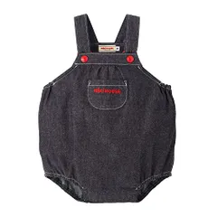 新品 [ミキハウス] ロンパース サロペット オーバーオール ロゴ 無地 日本製 男の子 女の子 ベビー キッズ ベビー服 赤ちゃん 子供服 10-1509-493 M(80-90cm) インディゴブルー