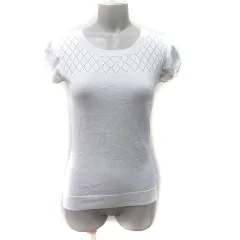 プロポーション ボディドレッシング PROPORTION BODY DRESSING カットソー 半袖 透かし編み ビーズ 2 M 白 ホワイト /YI 