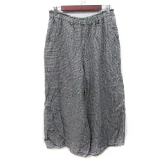 サマンサモスモス SM2 ワイドパンツ 千鳥格子 麻混 リネン混 F 黒 ブラック /YI