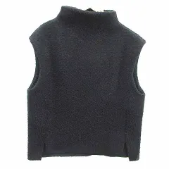 ザラ ZARA ニットベスト ボア プルオーバー ハイネック M 黒 ブラック /YK