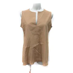 セオリー Theory シャツ ブラウス プルオーバー ノースリーブ 麻 リネン S キャメル /YI