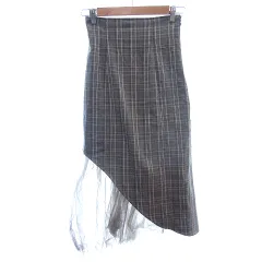 リップサービス LIP SERVICE タイトスカート フレア ミモレ ロング チュール チェック 茶 ブラウン /AU