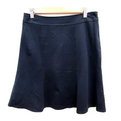 クイーンズコート QUEENS COURT スカート フレア ひざ丈 2 紺 ネイビー /RT