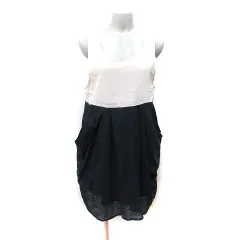 ディスコート Discoat ワンピース ひざ丈 ノースリーブ バイカラー F ベージュ 黒 ブラック /YI